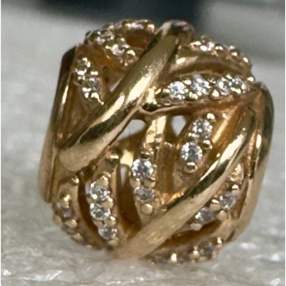 Authentic Pandora Light As A Feather Charm Bead CZ 14k Gold #750831CZ